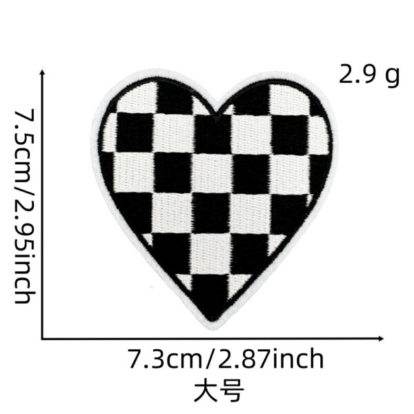 oly-0a9a6b1d711dbc25926475109dc3fc71 Wholesale Black White Plaid Embroidered Patches Set - Star Lightning Heart Design Fashion Accessory for DIY Clothing Decor