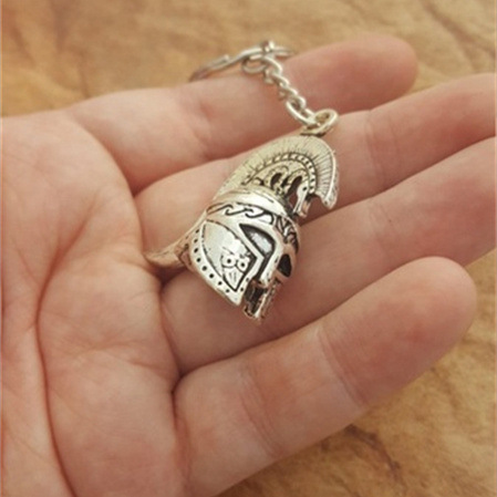 Wholesale Spartan Greek Roman Warrior Helmet Keychain Alloy White Fashion Accessory