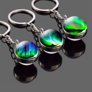 Wholesale Metal Keychain with Double Sided Glass Ball Pendant Design Fashion Accessory for Gift or Everyday Use