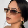 oly-0b034d46d7e057539aa0901a1af84a73 Wholesale Chic Rimless Cut Edge Square Sunglasses UV400 for Travel and Daily Use