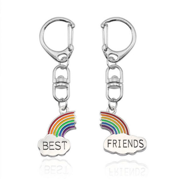 Wholesale Alloy Rainbow Keychain Pendant Pair Korean Style Decorative Accessory for Bags or Keys