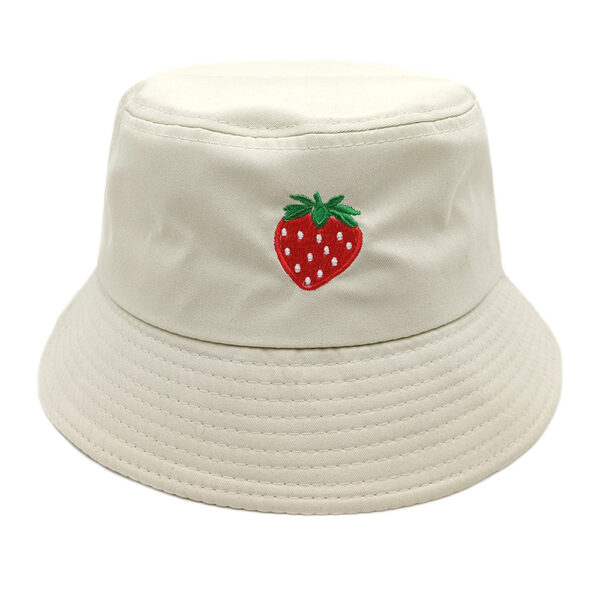 Wholesale Modern Strawberry Embroidered Bucket Hat Sun Protection Resale