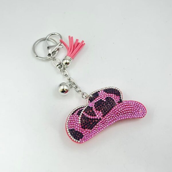 Wholesale Western Leopard Print Velvet Rhinestone Keychain Bag Charm Car Key Accessory Gift
