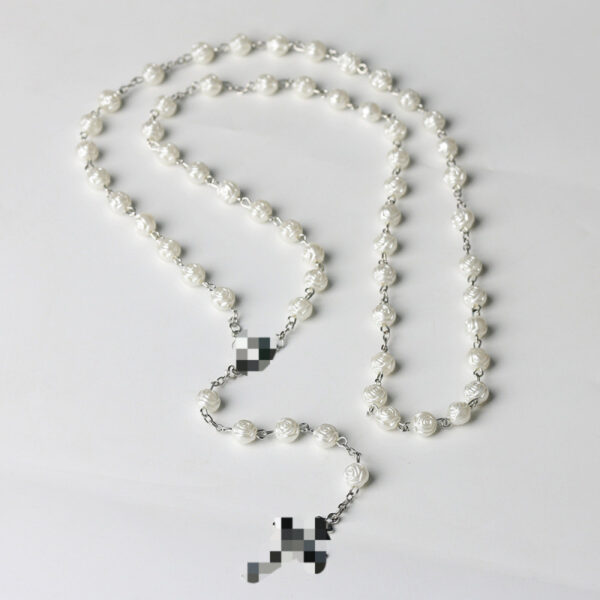 oly-0b3f2fd594afb72a06333f6ba2badb73 Wholesale Handmade Pearl Rosary Necklace with Cross Pendant White Fashion Accessory Boutique Resale