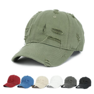 Wholesale Korean Style Ripped Stripe Baseball Cap White Adjustable Unisex Fashion Everyday Hat