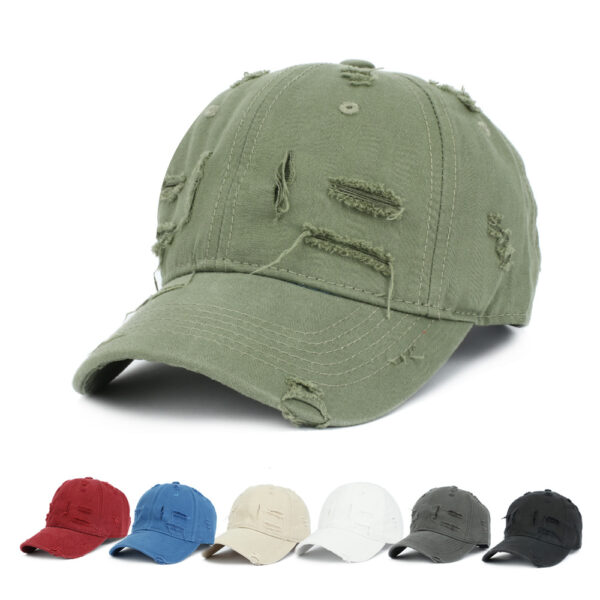 Wholesale Korean Style Ripped Stripe Baseball Cap White Adjustable Unisex Fashion Everyday Hat