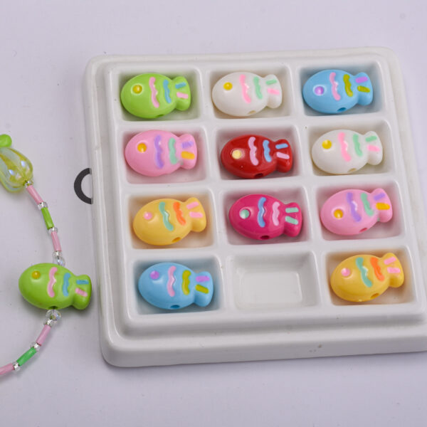 oly-0b57b187084a84b921ed7c4d078a7b1c Wholesale Acrylic Colorful Fish Loose Beads DIY Phone Chain Bag Charm Accessory for Resale