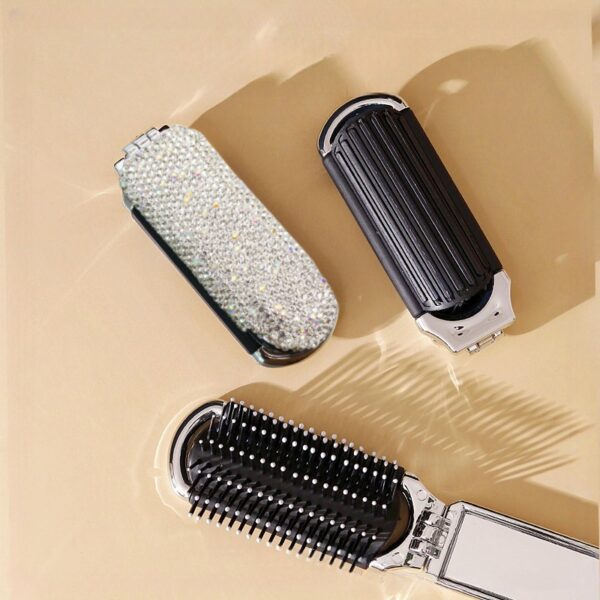 oly-0b8127d3fe3a38489646c32b0961d816 Wholesale Fashion White Abalone Rhinestone Comb and Mirror Keychain, Portable 2 in 1 Hair Comb and Makeup Mirror Key Ring Accessory