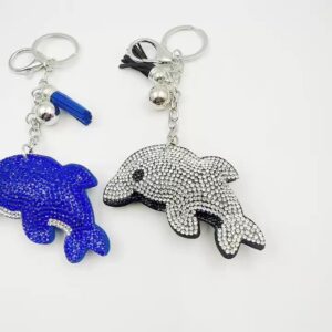 oly-0b8e101610b450ab13f1477e2575a9f3 Wholesale Dolphin Rhinestone Keychain with Tassel, Stylish Bag Charm for Women, Boutique Resale Jewelry Accessory