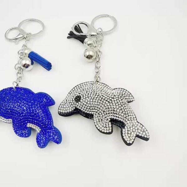 Wholesale Dolphin Rhinestone Keychain with Tassel, Stylish Bag Charm for Women, Boutique Resale Jewelry Accessory