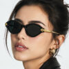 Wholesale Retro Small Frame Sunglasses Black Gray Lens for Outdoor Sun Protection Fashion Accessory