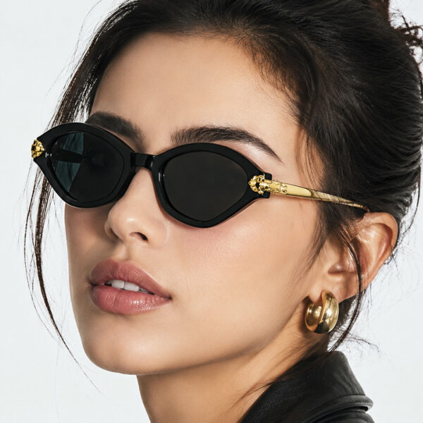 Wholesale Retro Small Frame Sunglasses Black Gray Lens for Outdoor Sun Protection Fashion Accessory