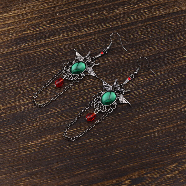 oly-0bd04d96970327e5fcbf1b8393355962 Wholesale Vintage Gothic Bat Rhinestone Tassel Earrings Zinc Alloy Gun Black Party Jewelry