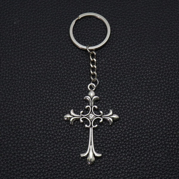Wholesale Vintage Cross Rhinestone Keychain Zinc Alloy Antique Finish Bag Charm Boutique Resale