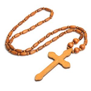 Wholesale Punk Style Wooden Bead Cross Necklace Dark Fashion Jewelry Accessory