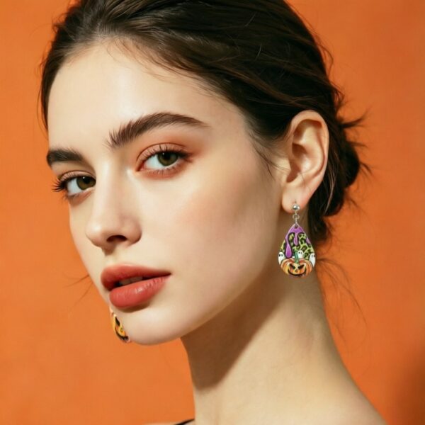 oly-0c0cc0f2e39e73d0605b7bc0b35175a1 Wholesale Acrylic Halloween Ghost Pumpkin Earrings Trendy Cartoon Ear Studs for Party and Everyday Wear