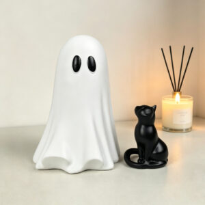Large ghost with black cat