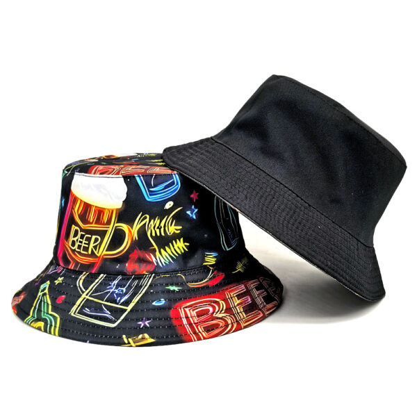 Wholesale Double Sided Beer Print Bucket Hat Sun Protection Casual Fashion Accessory
