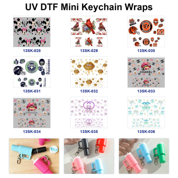 oly-0c1cb13f32bb1c4f9df05f7872c6d6cf Wholesale 8pcs Fashion Style UV DTF Mini Cup Keychain Sticker OLY Exclusive