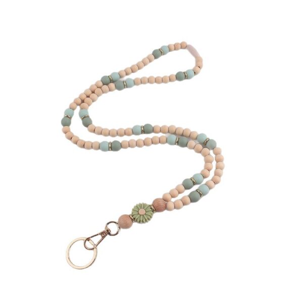 oly-0c227bf358e645c08bb6b7ffb99f388c Wholesale Wood Bead Silicone Lanyard Keychain Necklace Fashion Accessory Gift for Teacher Nurse ID Badge