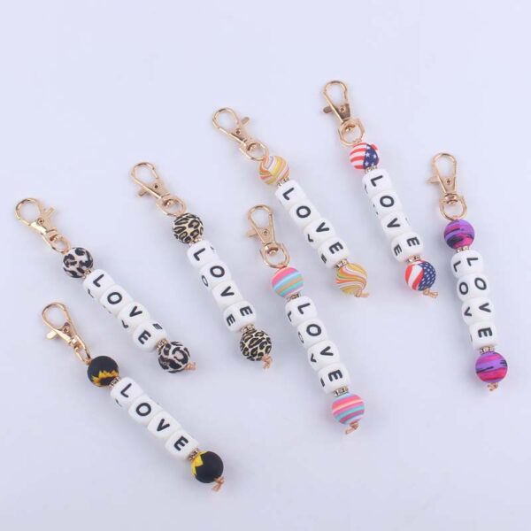 oly-0c3988a6bf6a875480b13068865b78d8 Wholesale Silicone Korean Style DIY Bead Bracelet Keychain Pink Fashion Accessory for Resale