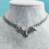 Wholesale Gothic Vintage Punk Bat Pendant Necklace in Ancient Silver Fashion Accessory for Men Women