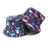 Wholesale Cartoon Frog Flamingo Print Bucket Hat Trendy Sun Protection Outdoor Beach Hat