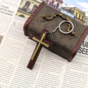 Brown double layer cross keychain