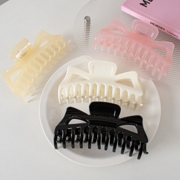 oly-0ce152797f7881b2c25a4359d89082ca Wholesale 14cm Shiny Bright White Plastic Resin Hair Claw Clip Geometric Design for Thick Hair Everyday Styling