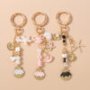 Wholesale Cute Shell Starfish Pearl Beaded Keychain Zinc Alloy Decorative Accessory for Bag Charm or Gift