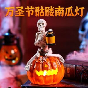 Wholesale Resin Halloween Skull Pumpkin Glowing Decoration for Home Decor Gift