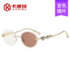 oly-0d2e4745233f229a80860f6295bb7791 Wholesale Y2K Retro Oval Rimless Color Changing Sunglasses Gold Frame UV400 Fashion Accessory