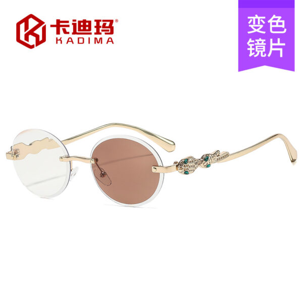 oly-0d2e4745233f229a80860f6295bb7791 Wholesale Y2K Retro Oval Rimless Color Changing Sunglasses Gold Frame UV400 Fashion Accessory