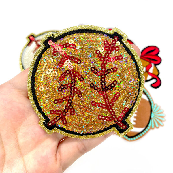 oly-0d36fcaae7a8e3af887456f329e76395 Wholesale Sequins Baseball and Bow Embroidery Patches Iron-On DIY Fashion Accessory
