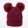 oly-0d43aa96dc7855ff345e1d5437e892f7 Wholesale Women's Double Pom Pom Knit Beanie Adjustable Black Winter Hat, Everyday Styling Fashion Accessory
