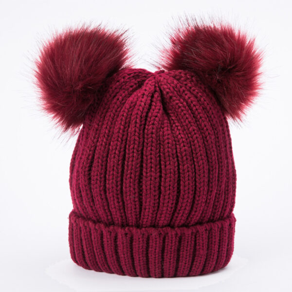 oly-0d43aa96dc7855ff345e1d5437e892f7 Wholesale Women's Double Pom Pom Knit Beanie Adjustable Black Winter Hat, Everyday Styling Fashion Accessory