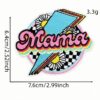 Wholesale Black White Plaid Lightning Letter Iron On Patches MAMA Theme Embroidery Set for DIY Decorative Accessory or Boutique Gift