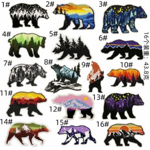 Scenery bear cloth stickers set 16 pieces