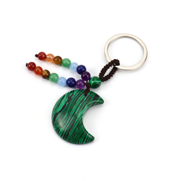 oly-0d61fb850ac36f1d1d7aa0024ad6af10 Wholesale Handwoven Natural Crystal Moon Keychain Pendant - Decorative Bag Charm for Purse or Car Key Accessory