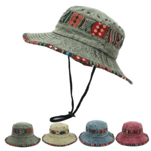 oly-0d656678512bf64e7c2469c902032aa6 Wholesale Trendy Embroidery Wide Brim Bucket Hat Sun Protection Cream White for Outdoor Fishing Tourism