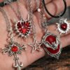Wholesale Zinc Alloy Vintage Cross Pendant Necklace Set Gothic Dark Fashion Jewelry Accessory for Everyday Wear
