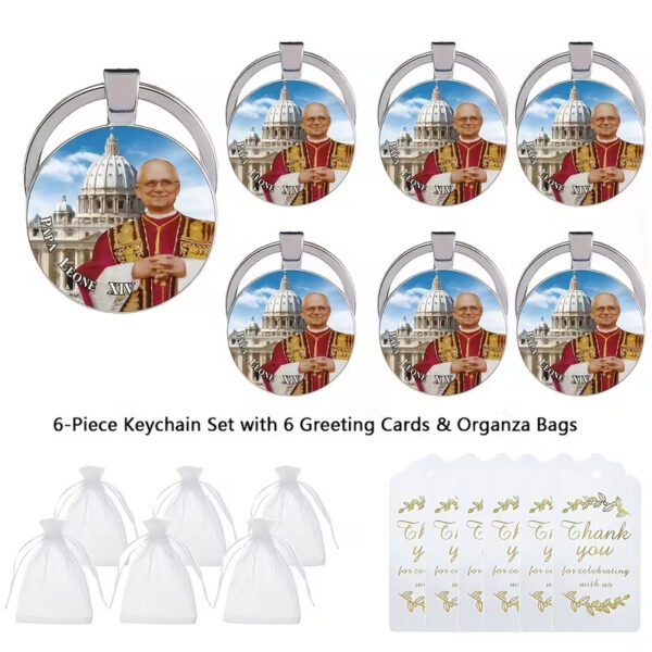 oly-0d7daae738df2a72a69f49f5ea001cd7 Wholesale Pope Theme Keychain Zinc Alloy Religious Accessory Gift for Baptism Communion