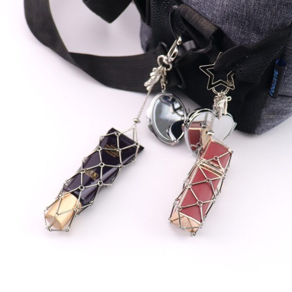 oly-0d997b7ef41a3b880e0f0e282590ca51 Wholesale Silver Lipstick Bag Charm Keychain Trendy Metal Fashion Accessory for Gift and Boutique Resale