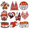 Wholesale Red Clown Iron-On Patch, Polyester Carnival Decorative Applique, DIY Craft Supply