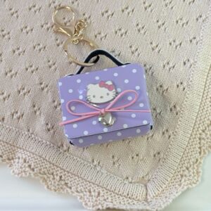 Purple polka dot cat head earphone bag