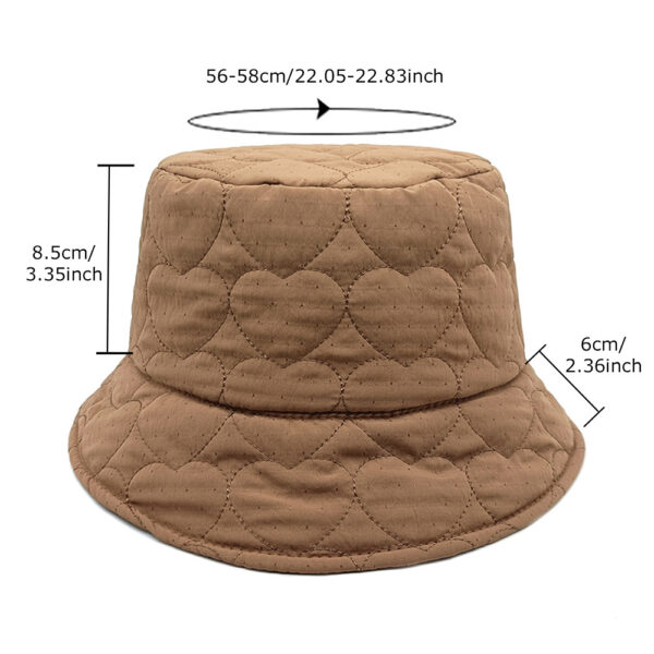 Wholesale Chic Beige Quilted Bucket Hat for Women, Polka Dot Heart Pattern, Casual Winter Accessory