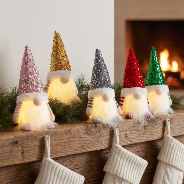 Wholesale Christmas Gnome Rudolph Light- Ornament with Sequin Hat Holiday Gift Decoration OLY Exclusive