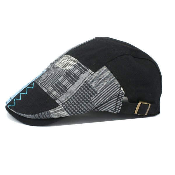oly-0df0be64f35947b244bc4adcd0737238 Wholesale Black Spliced Plaid Forward Cap with Embroidery for Casual Summer Wear