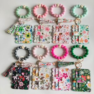 oly-0e309c52c754cf1793c038d847aa1fda Wholesale Dark Pink PU Floral Card Holder Wallet with Keychain Fashion Accessory