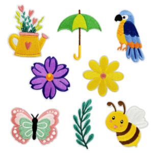 oly-0e4273c432fb98427da072c481803d05 Wholesale Colorful Embroidered Bee and Flower Patch for Summer Clothing DIY Accessory